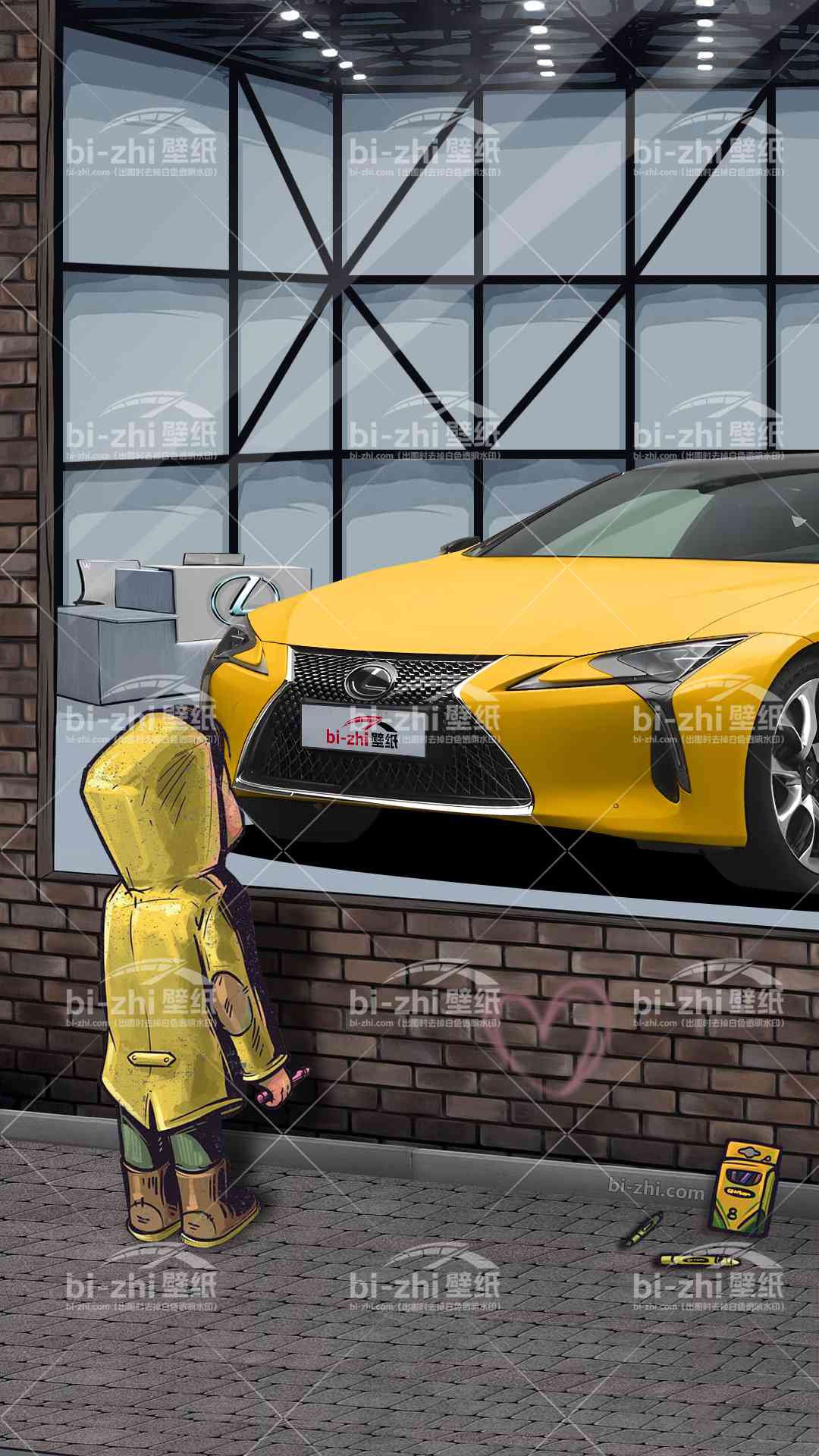 雷克萨斯LC橱窗男孩看车男孩汽车壁纸