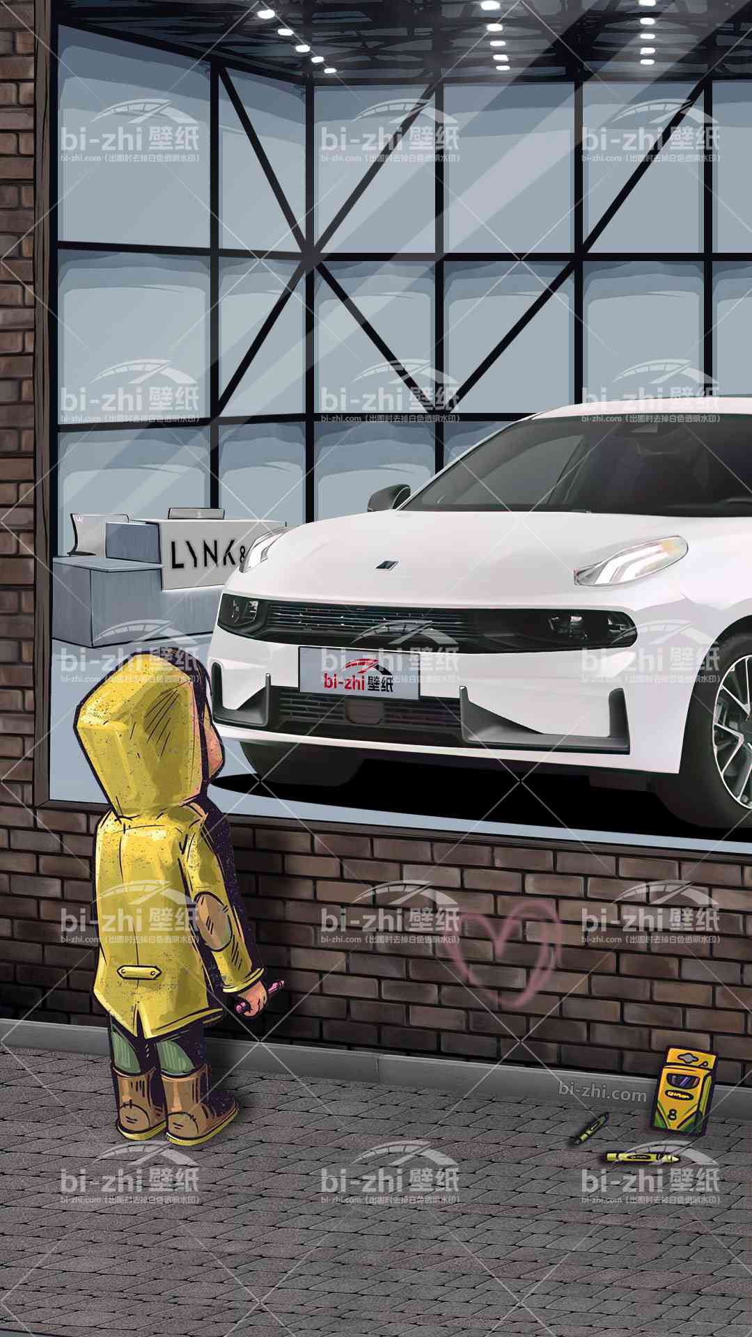 领克03橱窗男孩看车男孩汽车壁纸