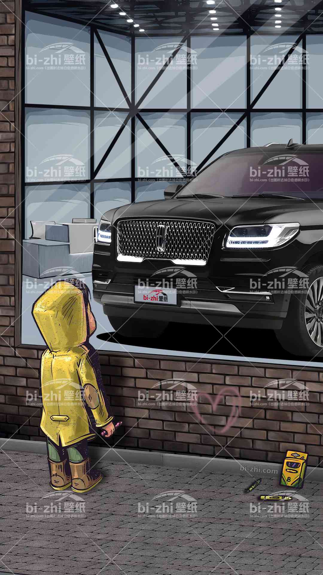 林肯领航员橱窗男孩看车男孩汽车壁纸