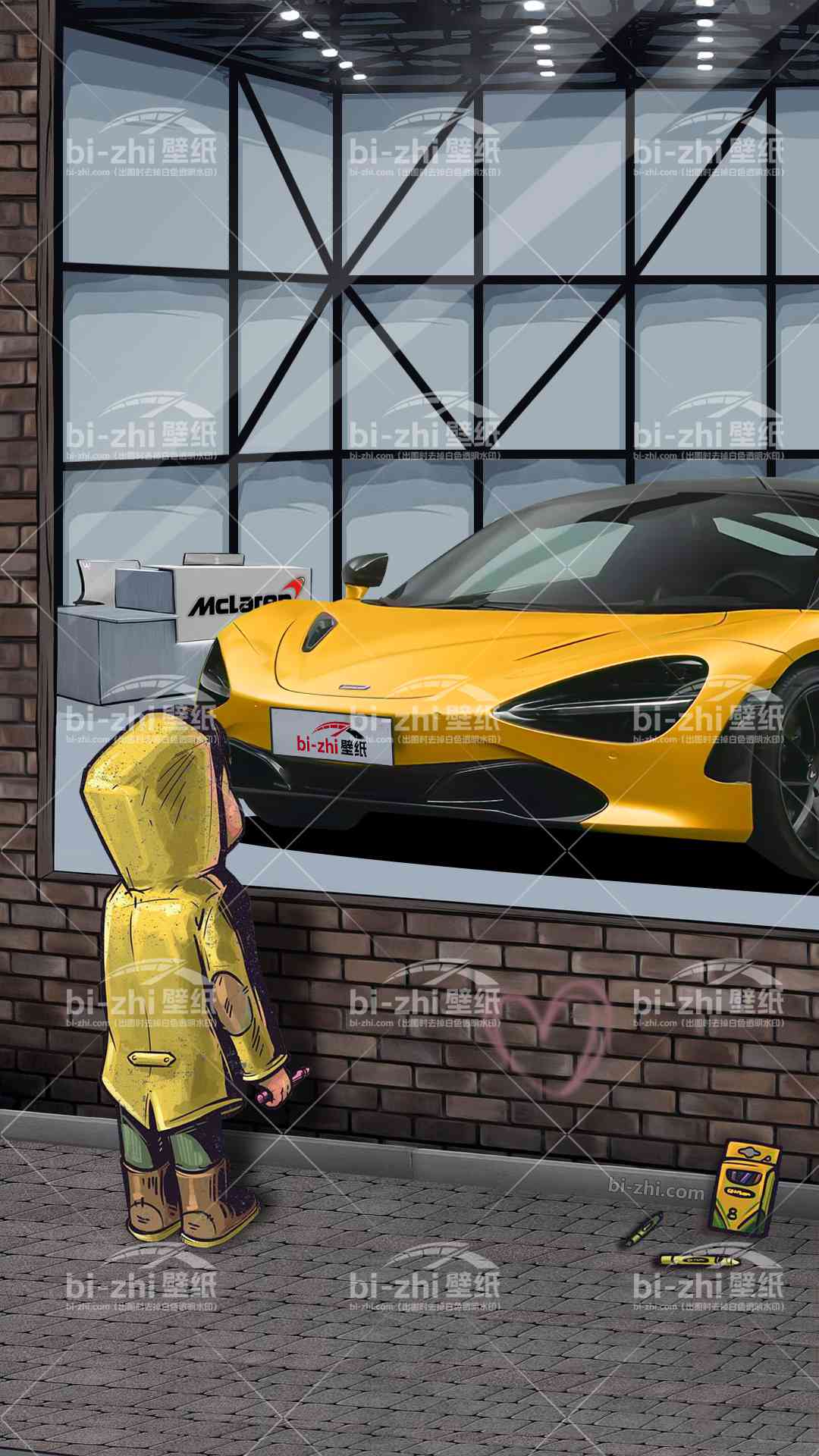 迈凯伦720s橱窗男孩看车男孩汽车壁纸