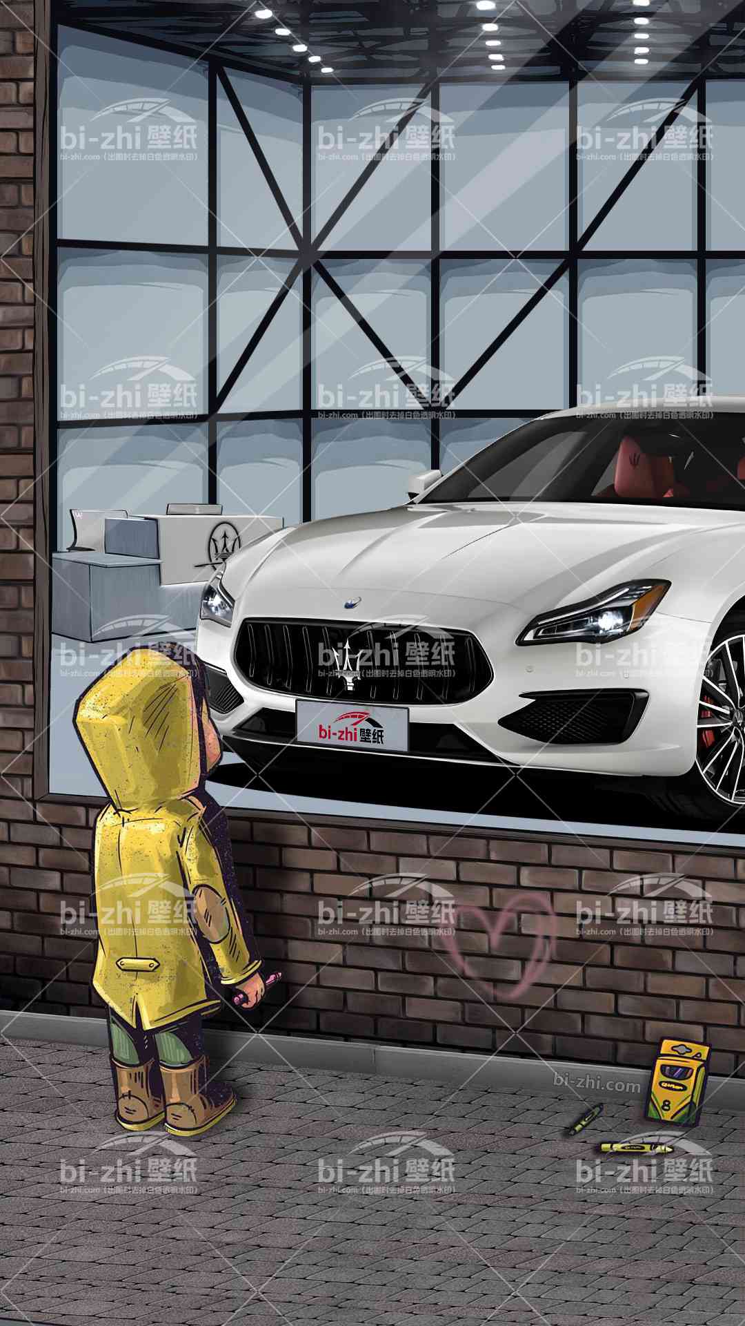 玛萨拉蒂总裁橱窗男孩看车男孩汽车壁纸