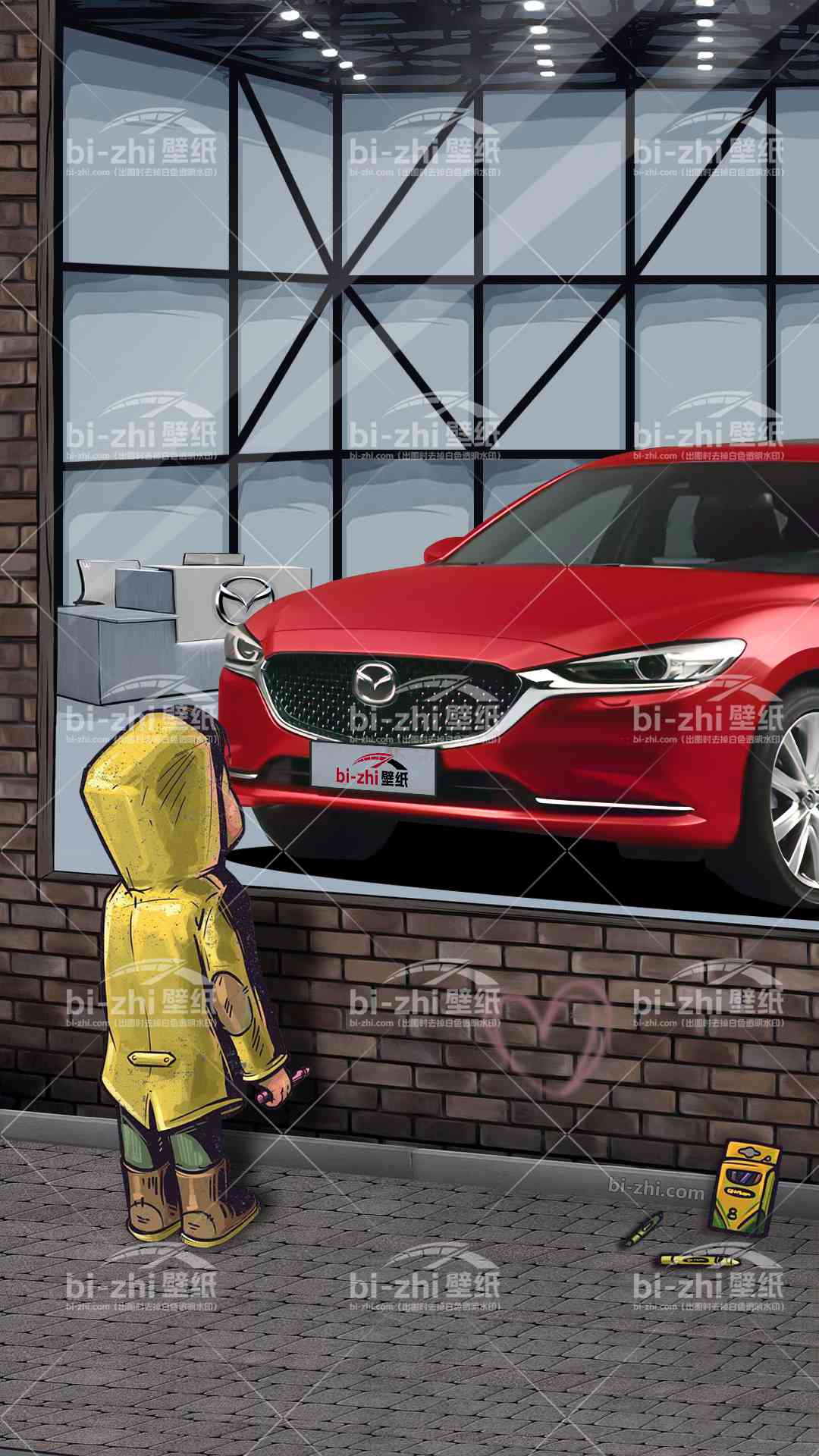 马自达阿特兹橱窗男孩看车男孩汽车壁纸