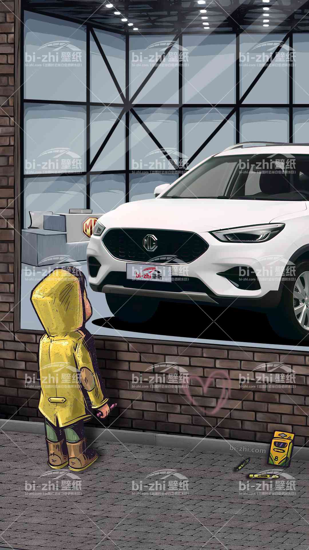 名爵ZS橱窗男孩看车男孩汽车壁纸