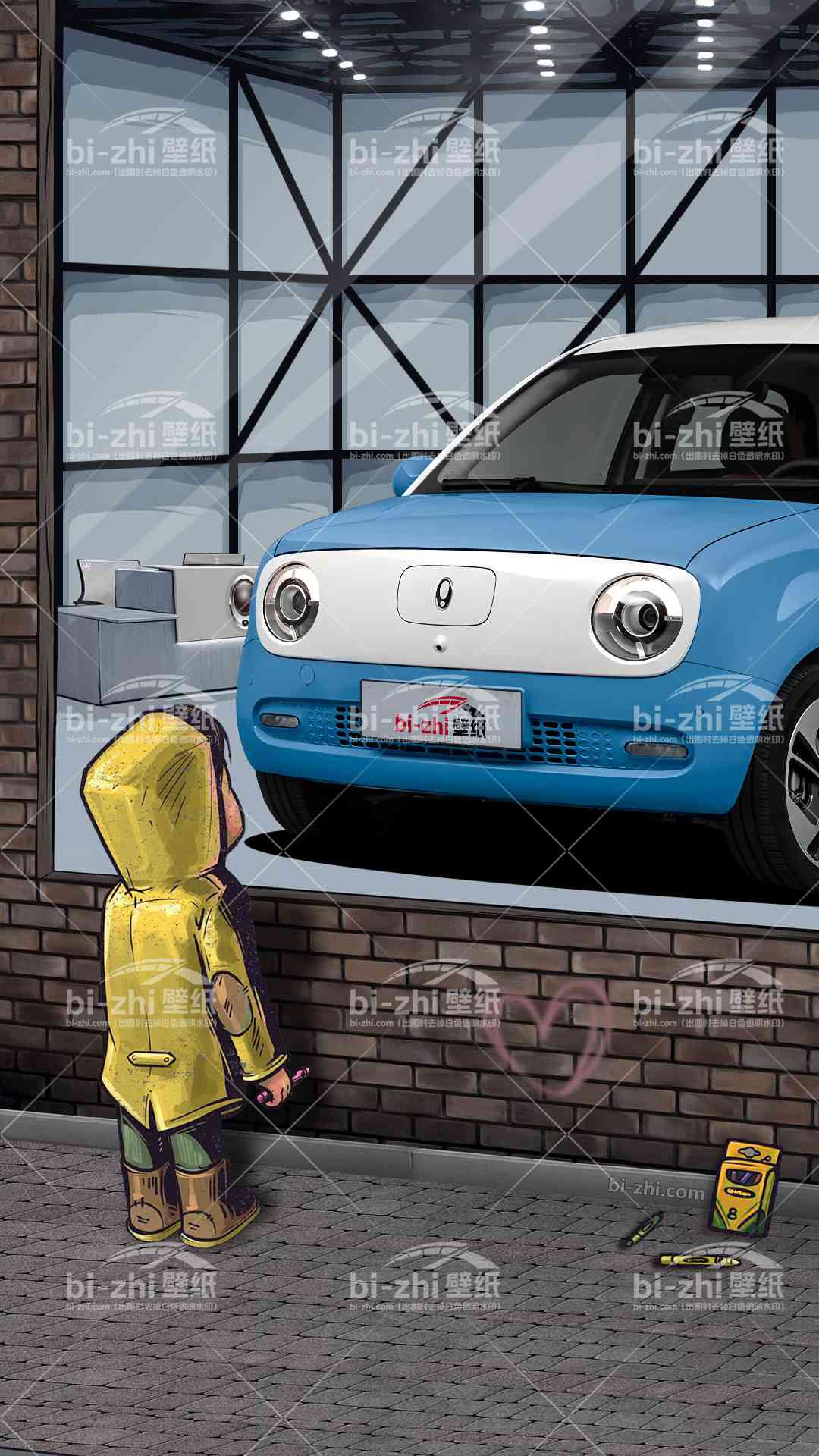 欧拉黑猫橱窗男孩看车男孩汽车壁纸