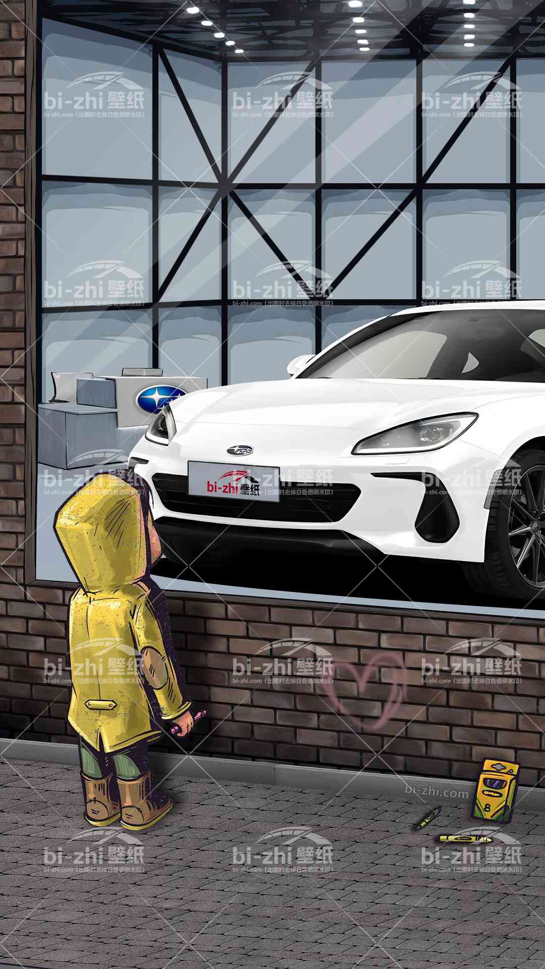 斯巴鲁BRZ橱窗男孩看车男孩汽车壁纸