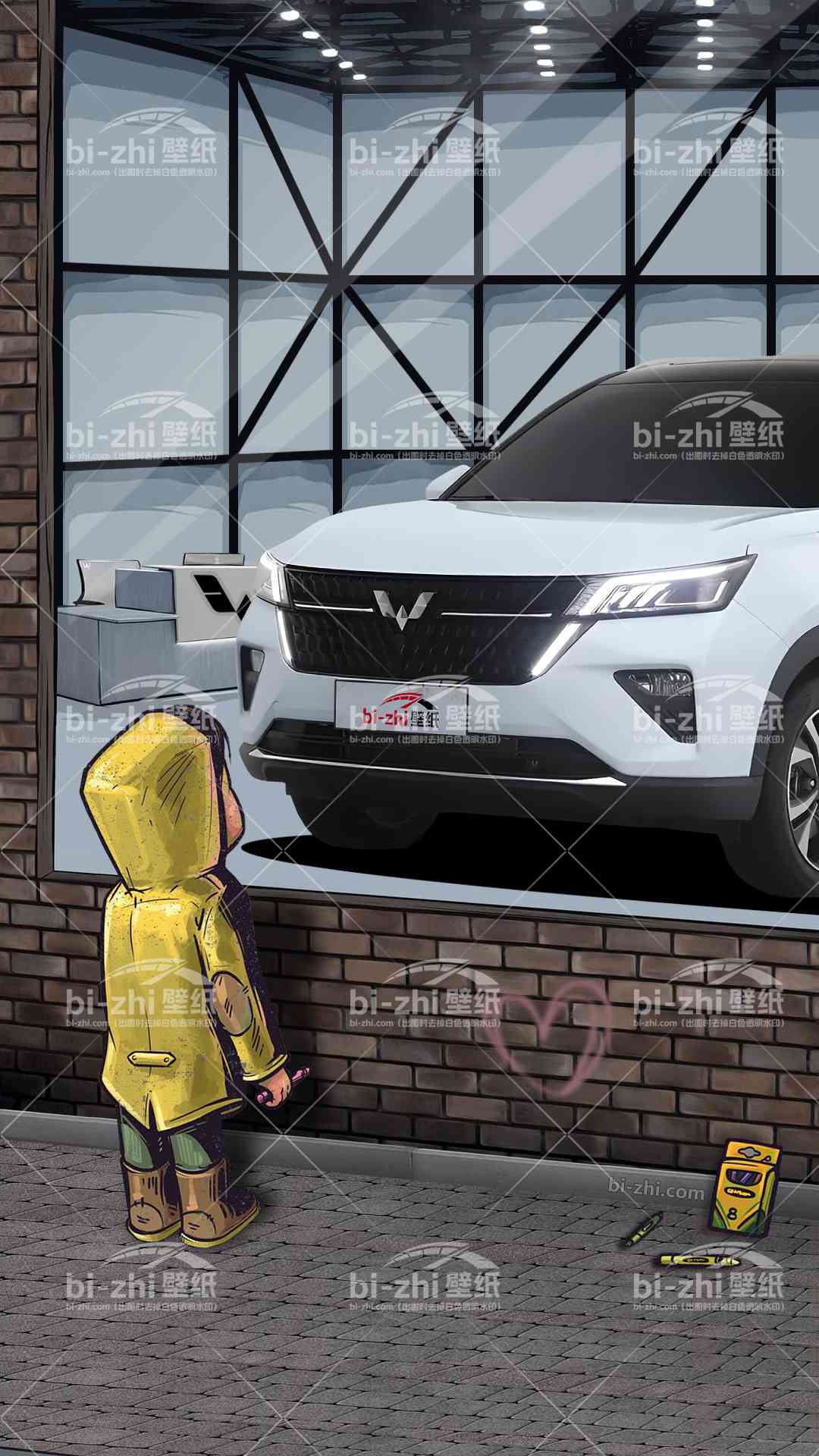 五菱星辰橱窗男孩看车男孩汽车壁纸