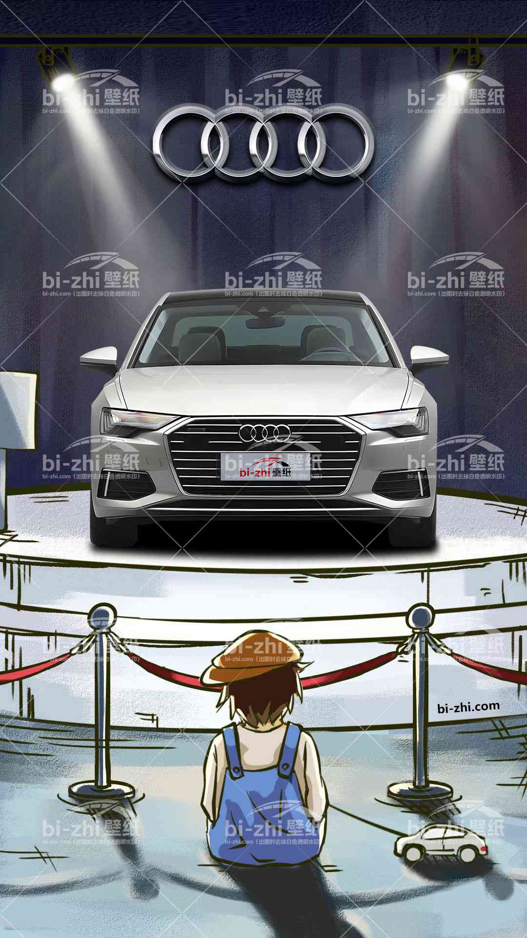 奥迪A6L橱窗男孩看车男孩汽车壁纸