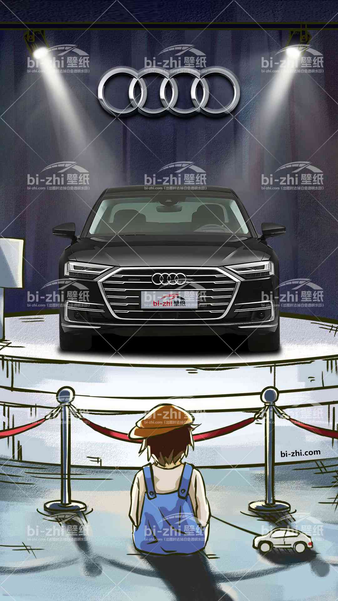 奥迪A8L橱窗男孩看车男孩汽车壁纸