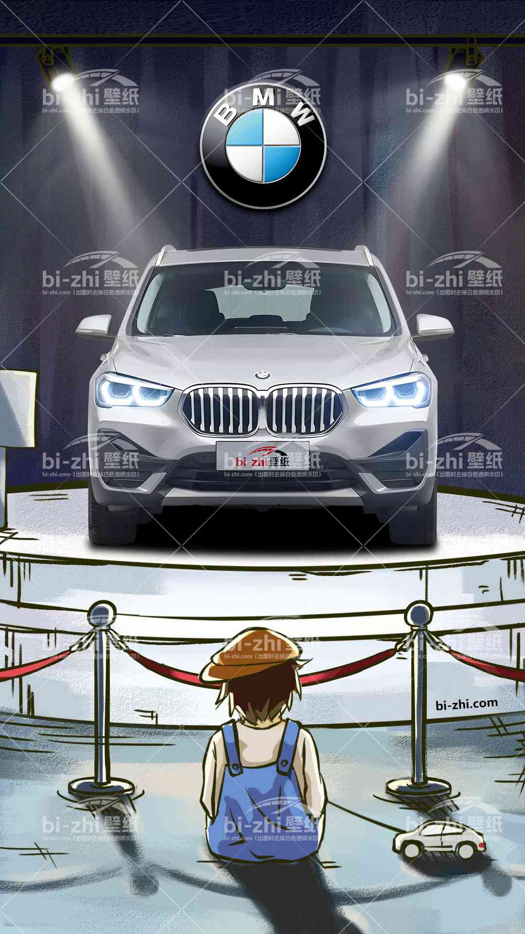 宝马X1橱窗男孩看车男孩汽车壁纸