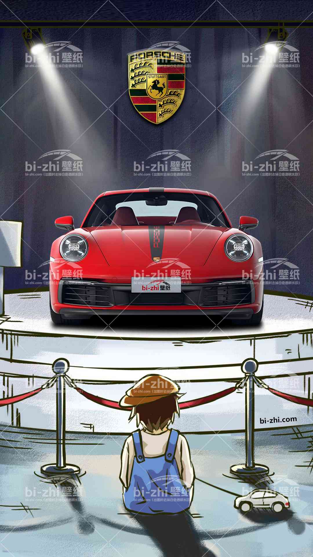 保时捷911橱窗男孩看车男孩汽车壁纸