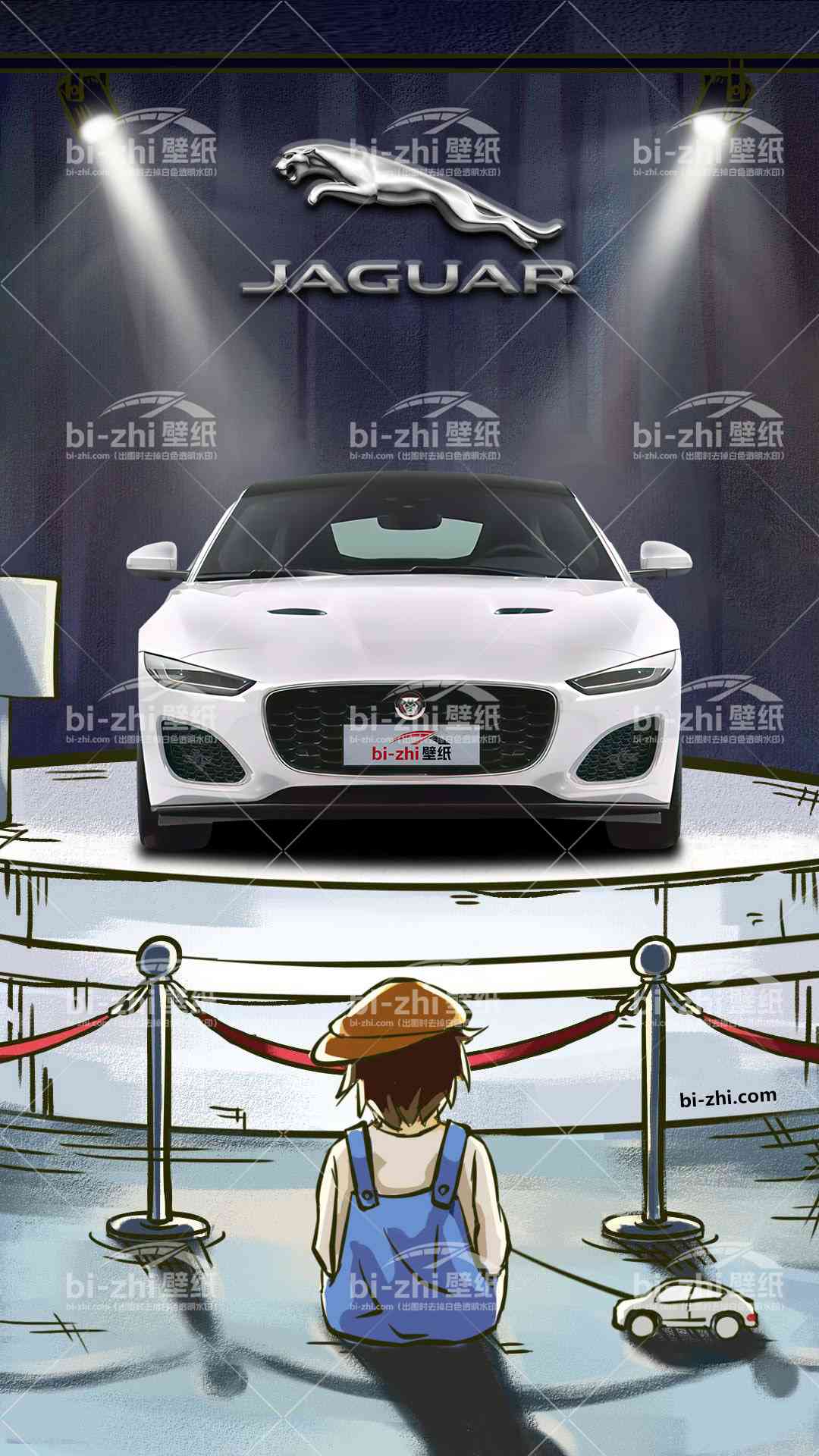 捷豹F-TYPE橱窗男孩看车男孩汽车壁纸