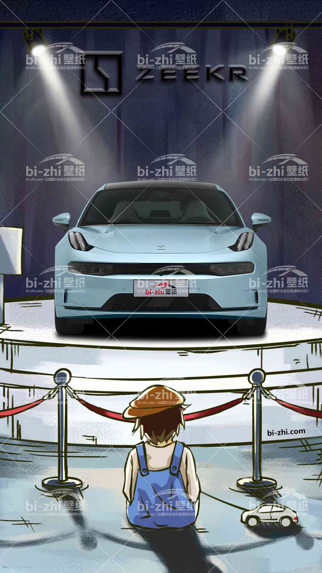 极氪001橱窗男孩看车男孩汽车壁纸