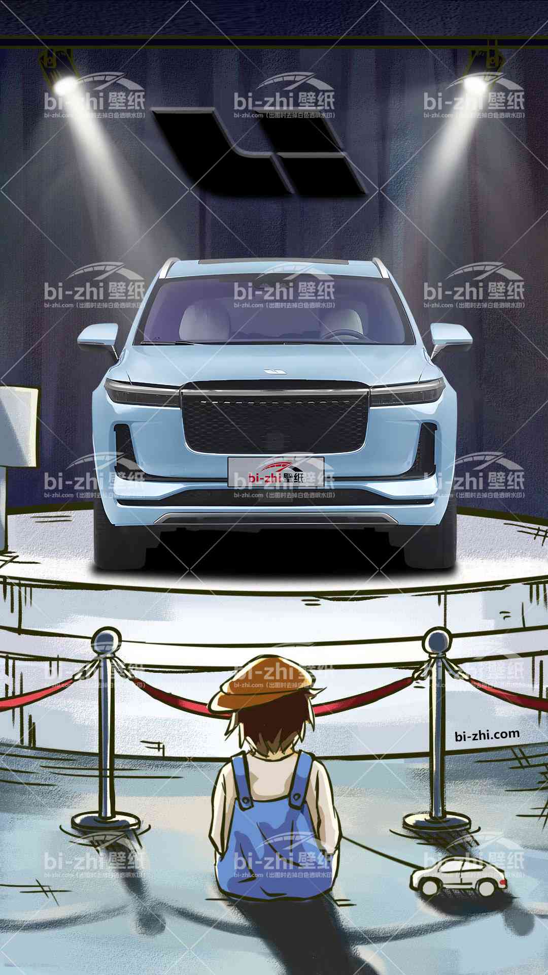 理想ONE橱窗男孩看车男孩汽车壁纸