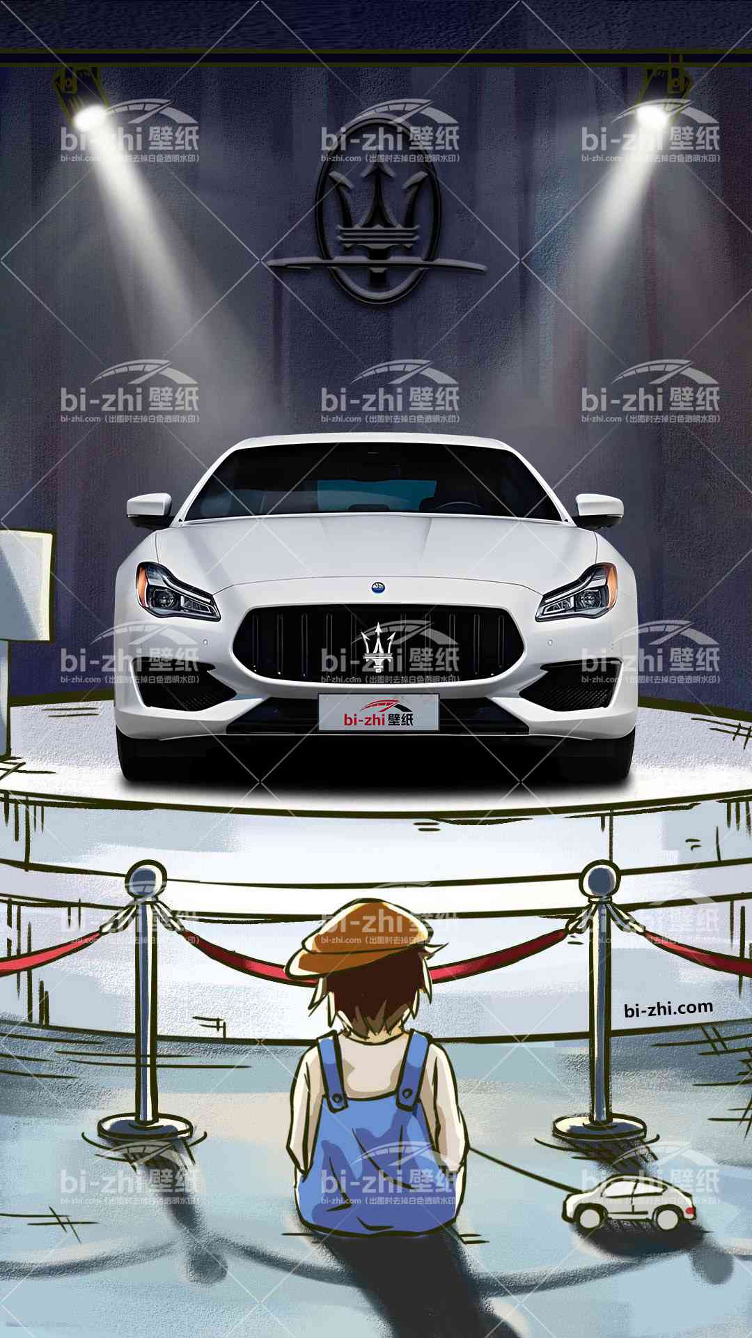 玛萨拉蒂总裁橱窗男孩看车男孩汽车壁纸