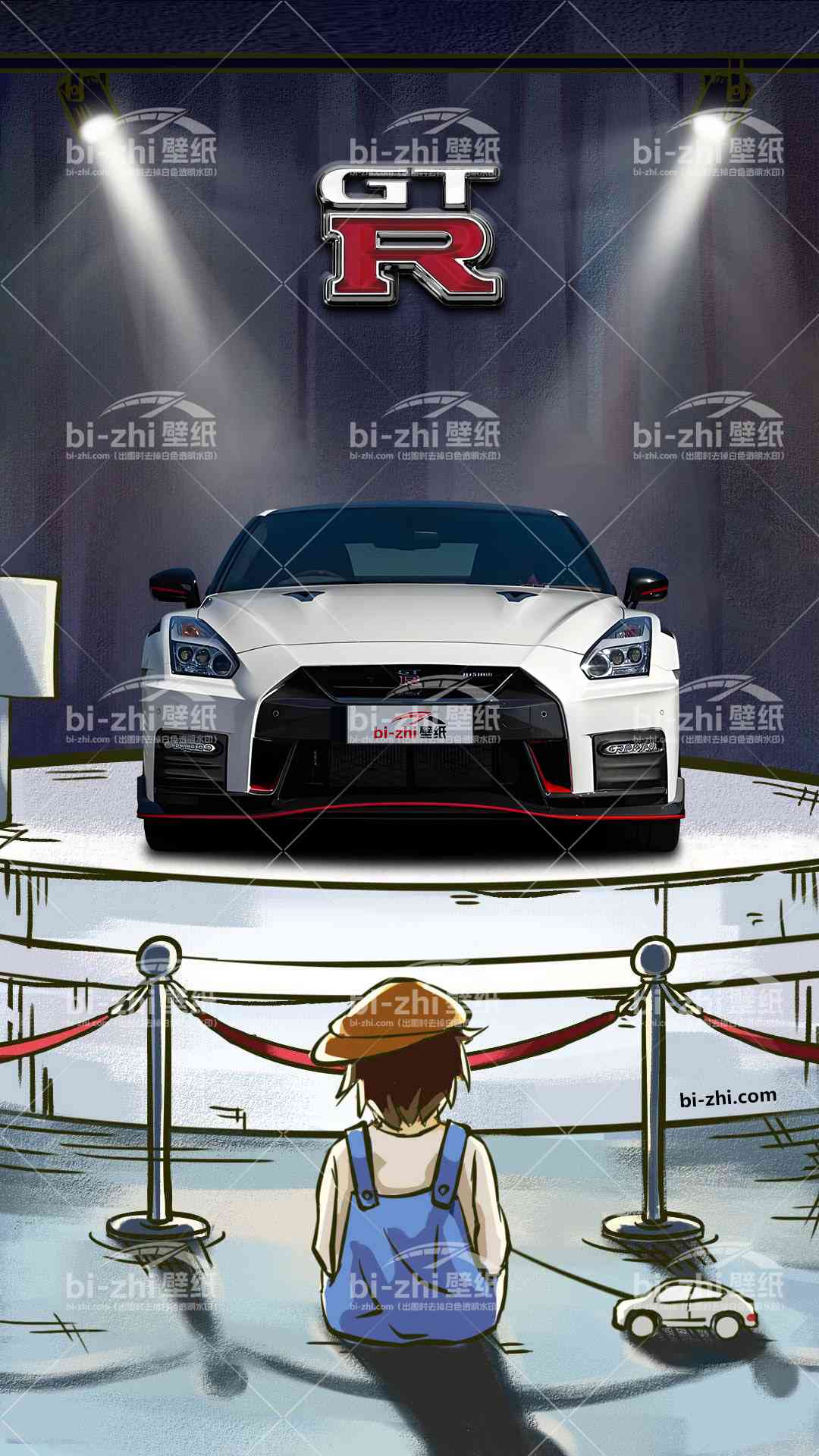 日产GTR橱窗男孩看车男孩汽车壁纸