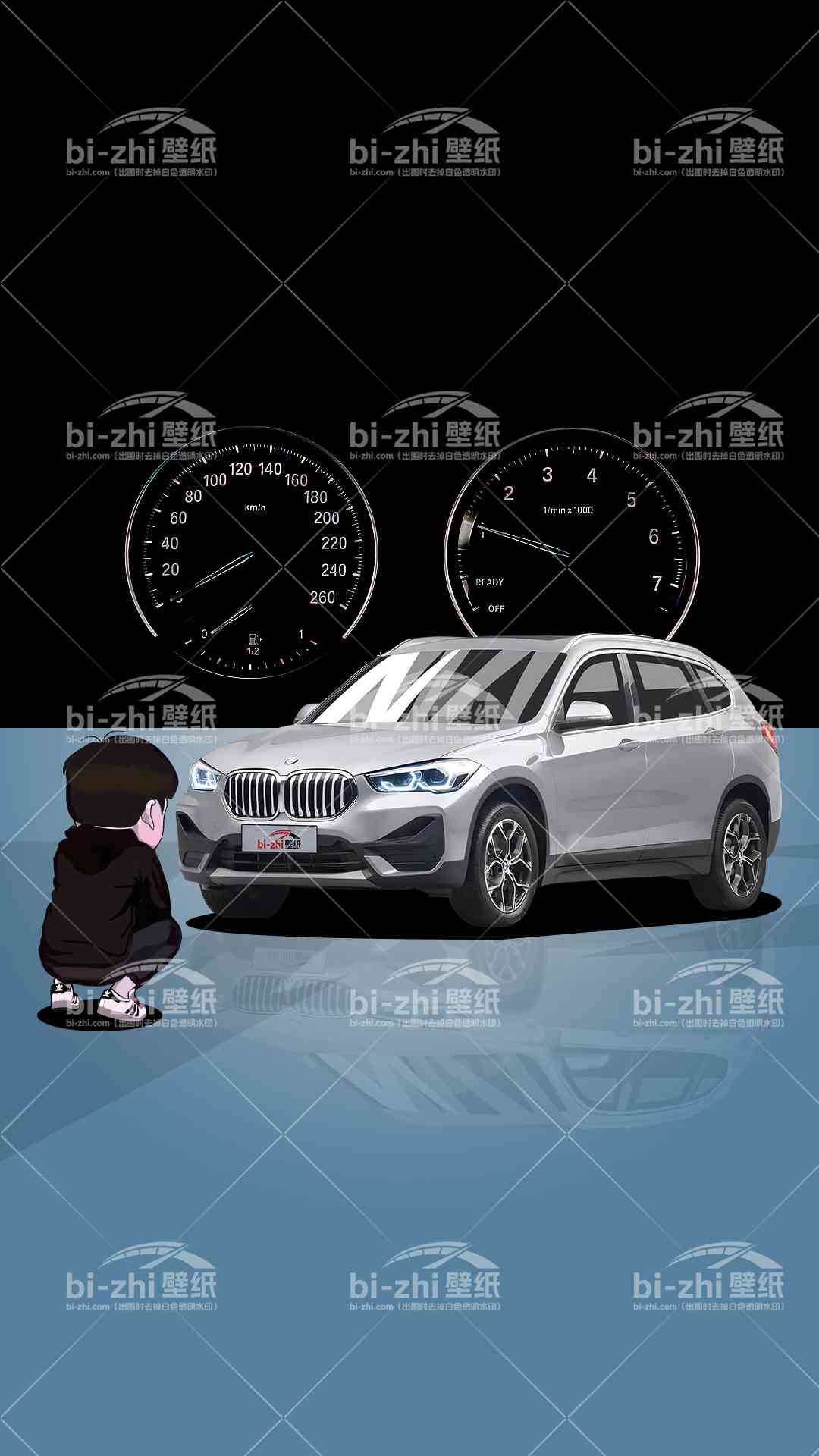 宝马X1橱窗男孩看车男孩汽车壁纸