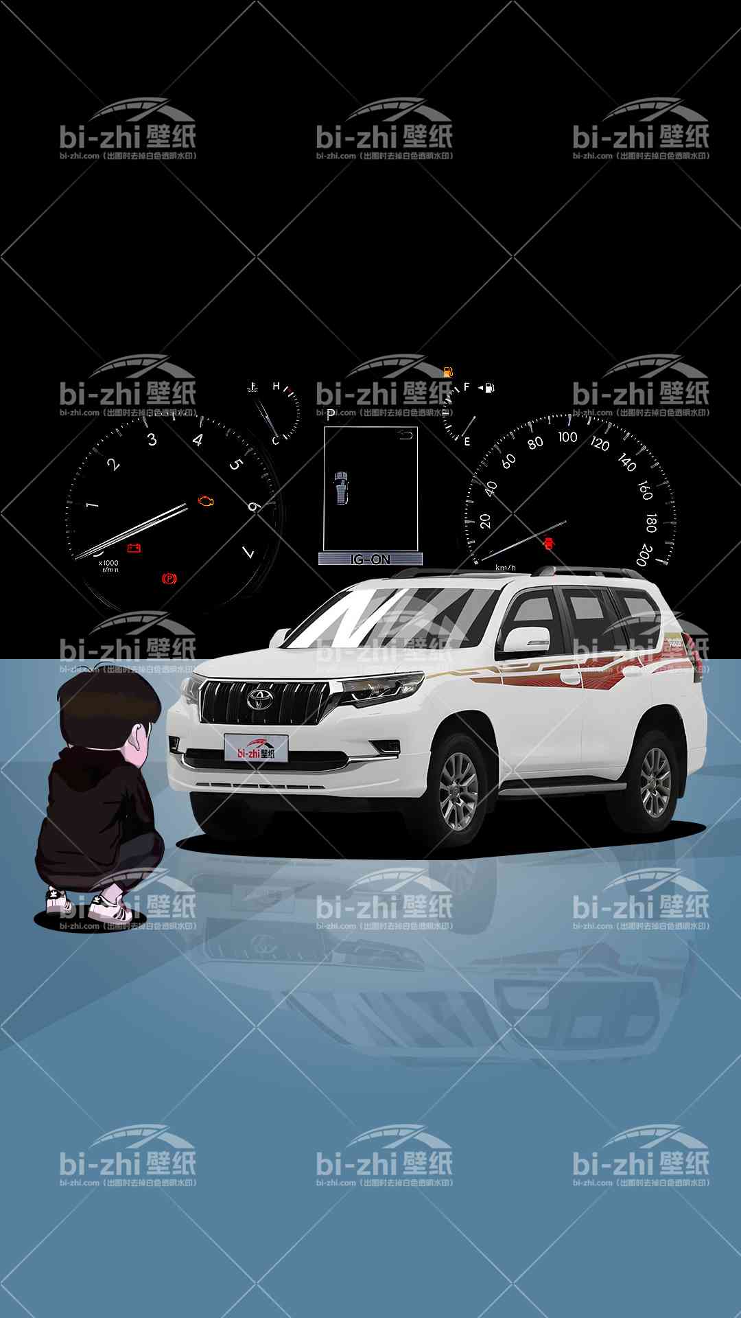 丰田普拉多橱窗男孩看车男孩汽车壁纸