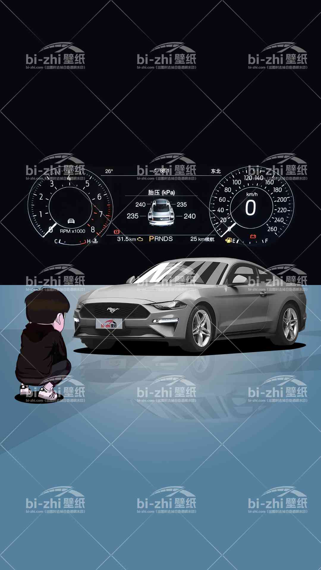 福特Mustang橱窗男孩看车男孩汽车壁纸