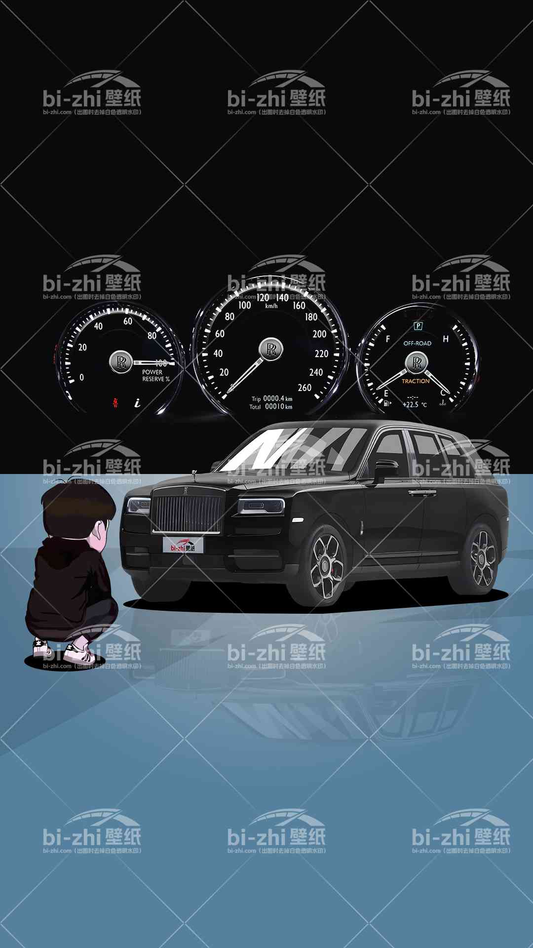 劳斯莱斯库里南橱窗男孩看车男孩汽车壁纸