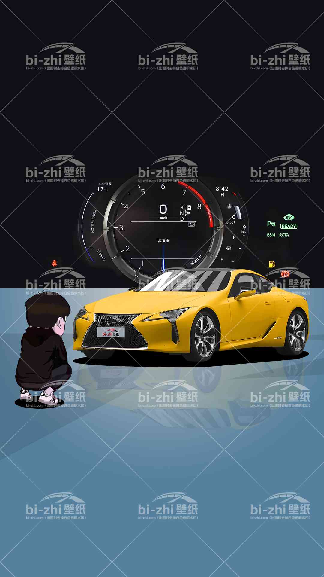 雷克萨斯LC橱窗男孩看车男孩汽车壁纸