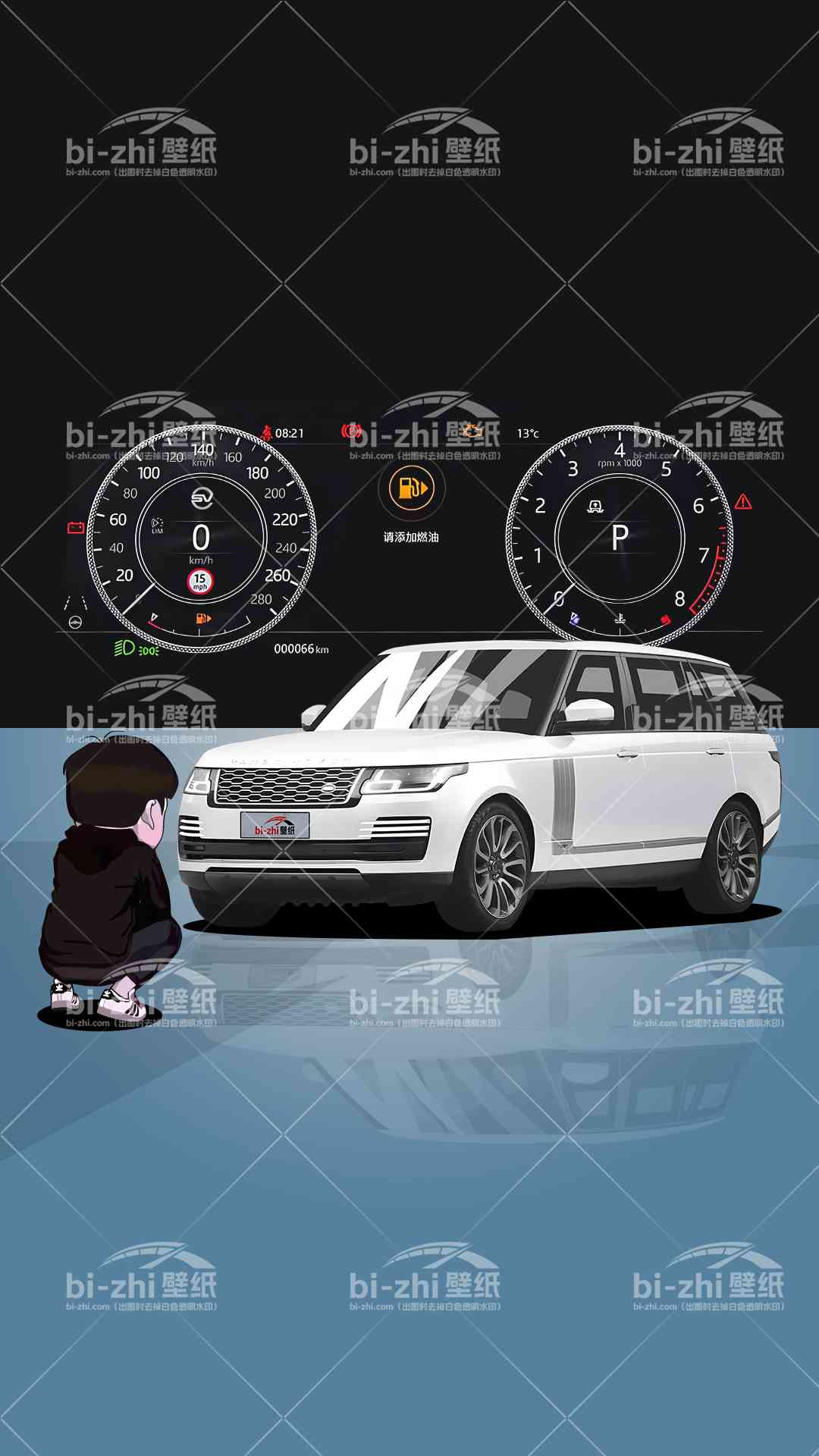 路虎揽胜橱窗男孩看车男孩汽车壁纸