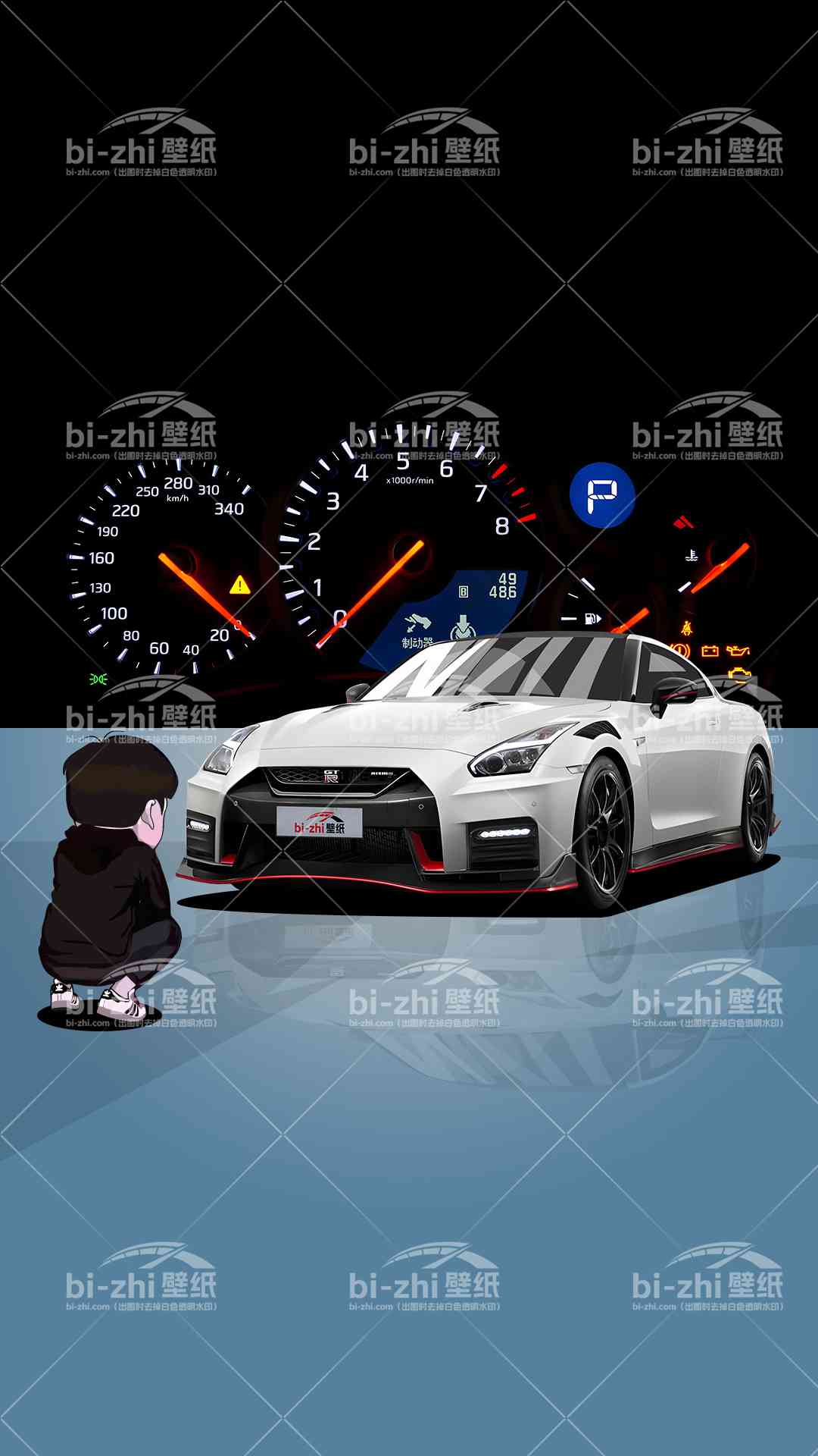 日产GTR橱窗男孩看车男孩汽车壁纸