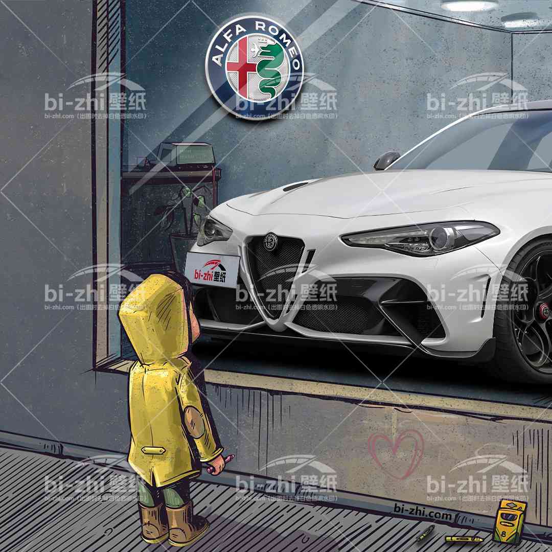 阿尔法罗密欧Giulia橱窗男孩看车男孩汽车壁纸