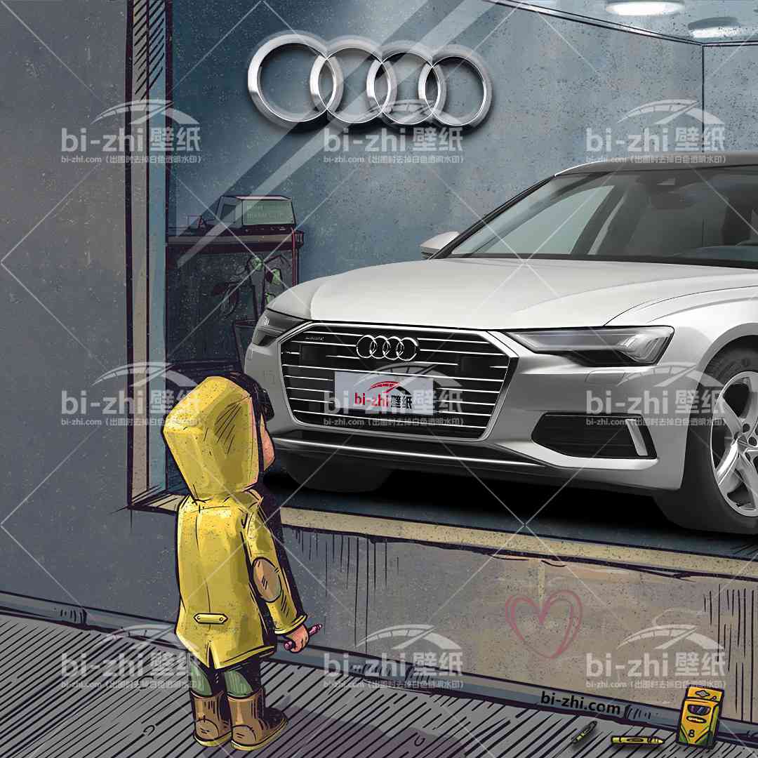 奥迪A6L橱窗男孩看车男孩汽车壁纸