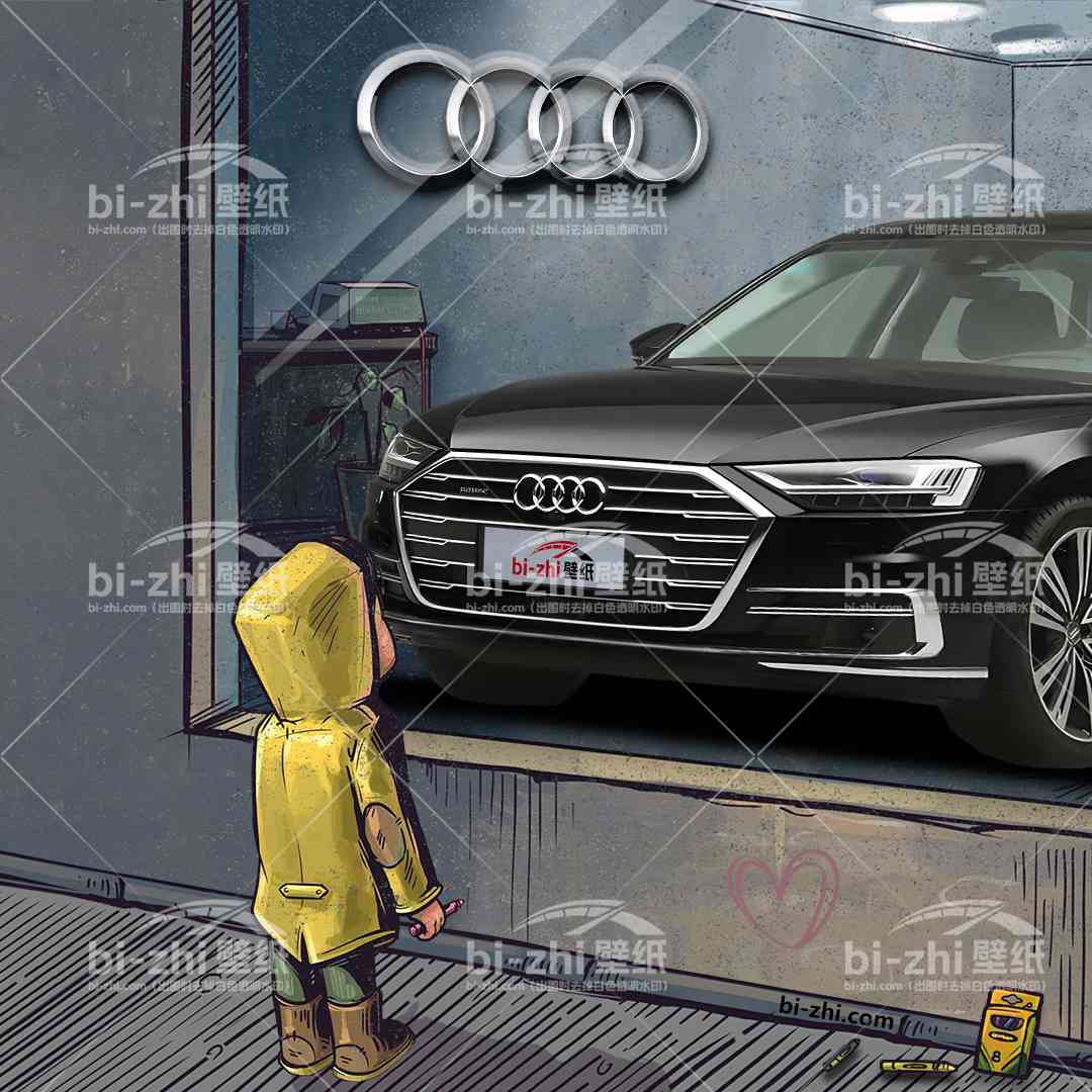 奥迪A8L橱窗男孩看车男孩汽车壁纸