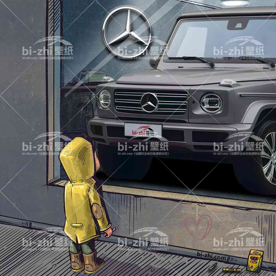 奔驰G级橱窗男孩看车男孩汽车壁纸