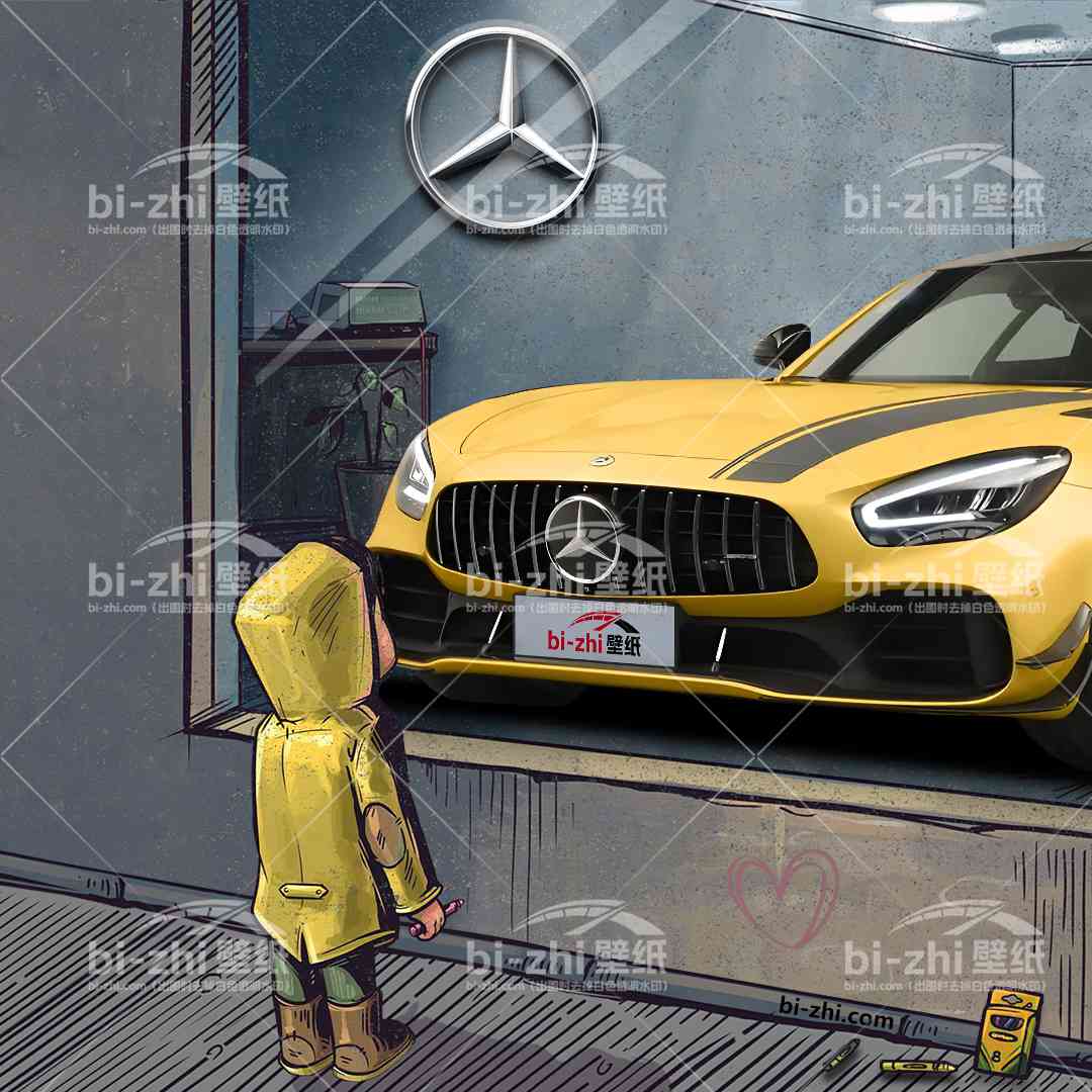奔驰GTAMG橱窗男孩看车男孩汽车壁纸