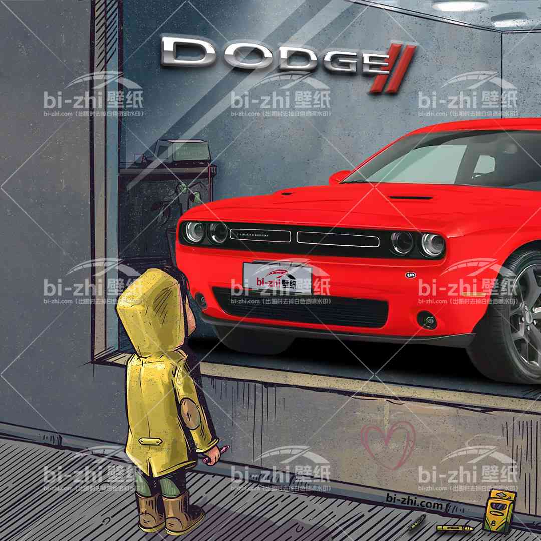 道奇挑战者橱窗男孩看车男孩汽车壁纸