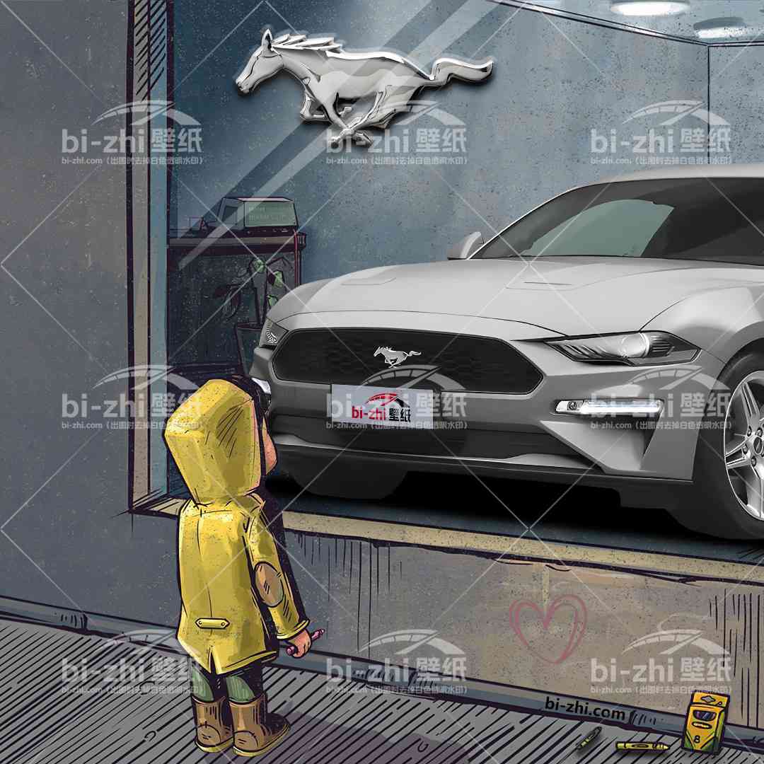 福特Mustang橱窗男孩看车男孩汽车壁纸