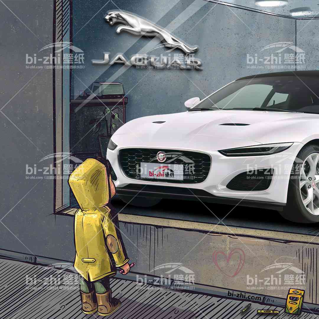 捷豹F-TYPE橱窗男孩看车男孩汽车壁纸