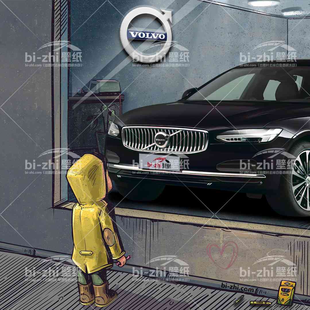 沃尔沃S90橱窗男孩看车男孩汽车壁纸