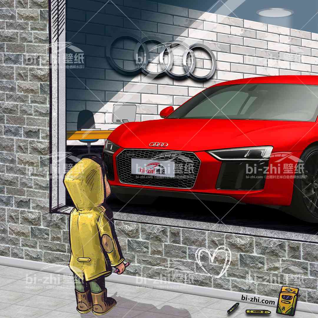 奥迪R8橱窗男孩看车男孩汽车壁纸