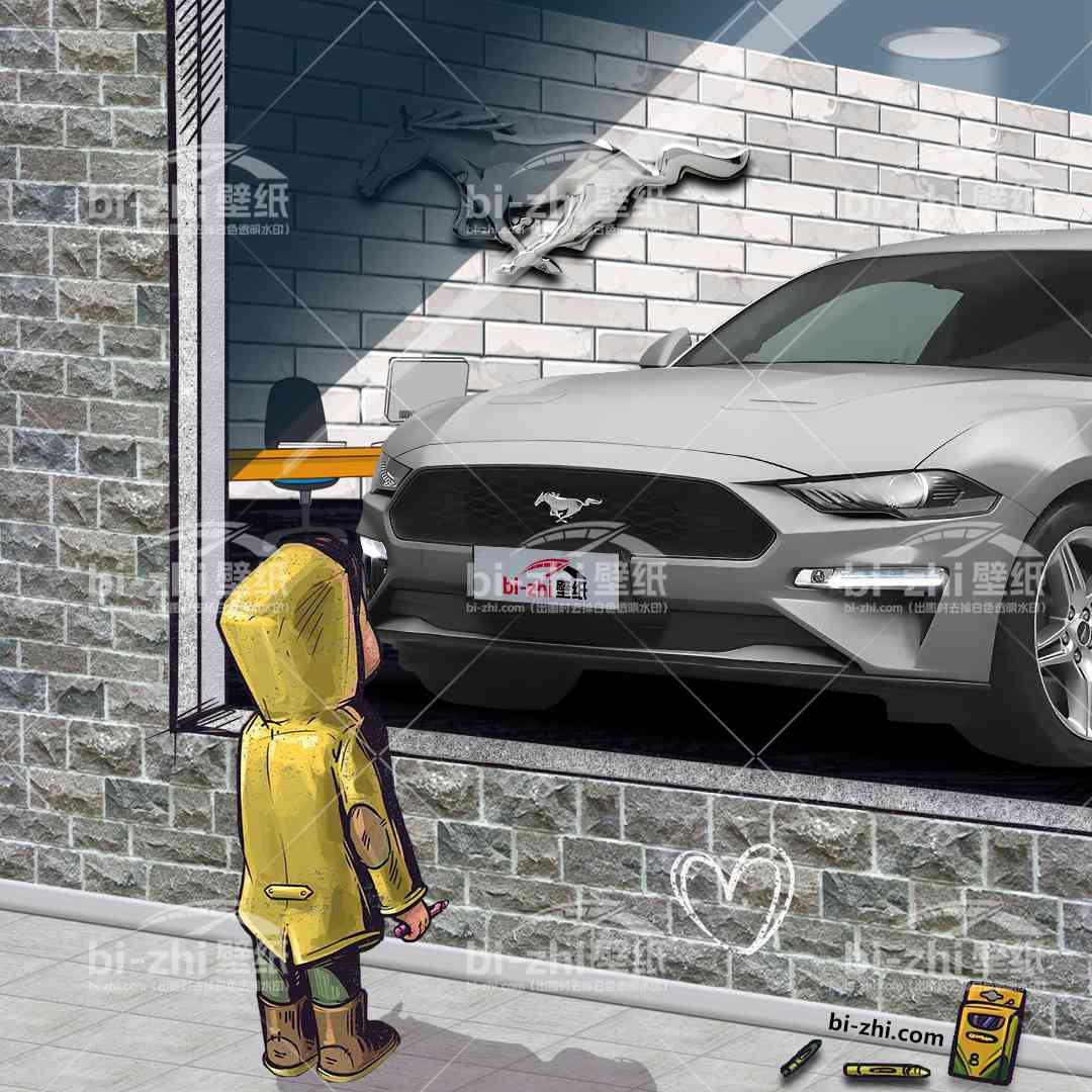 福特Mustang橱窗男孩看车男孩汽车壁纸