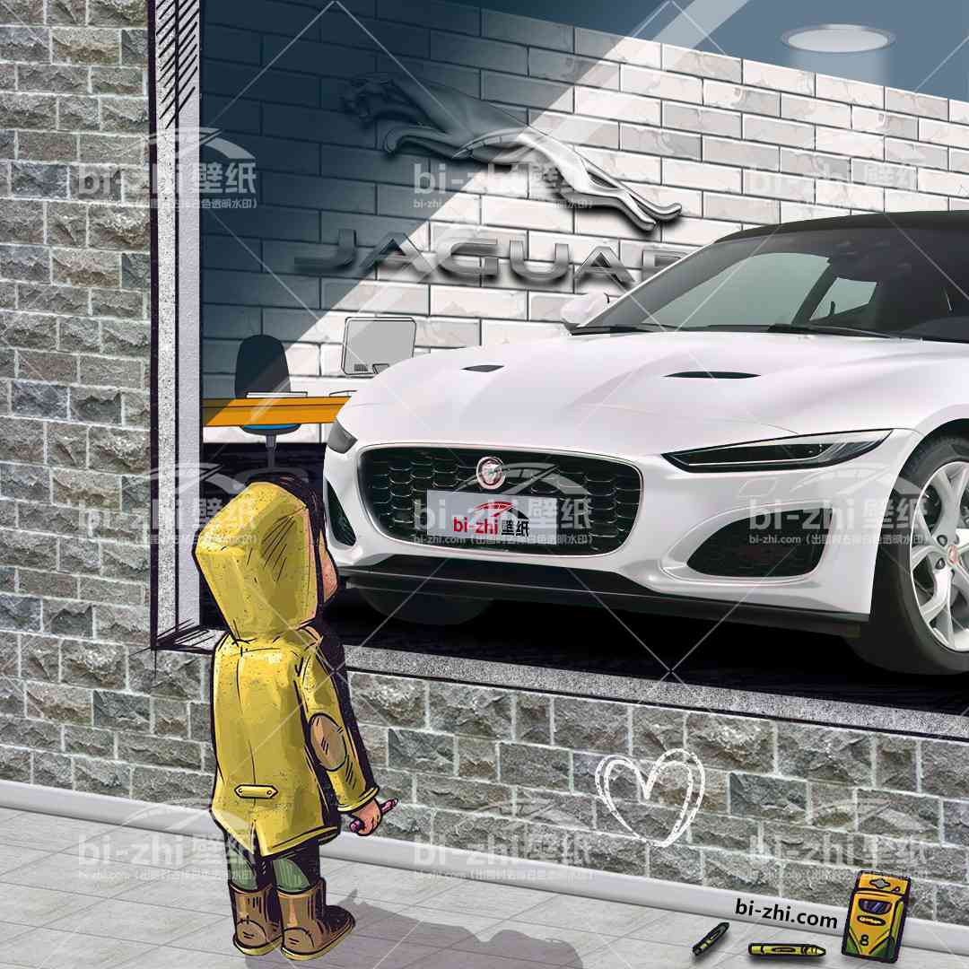 捷豹F-TYPE橱窗男孩看车男孩汽车壁纸