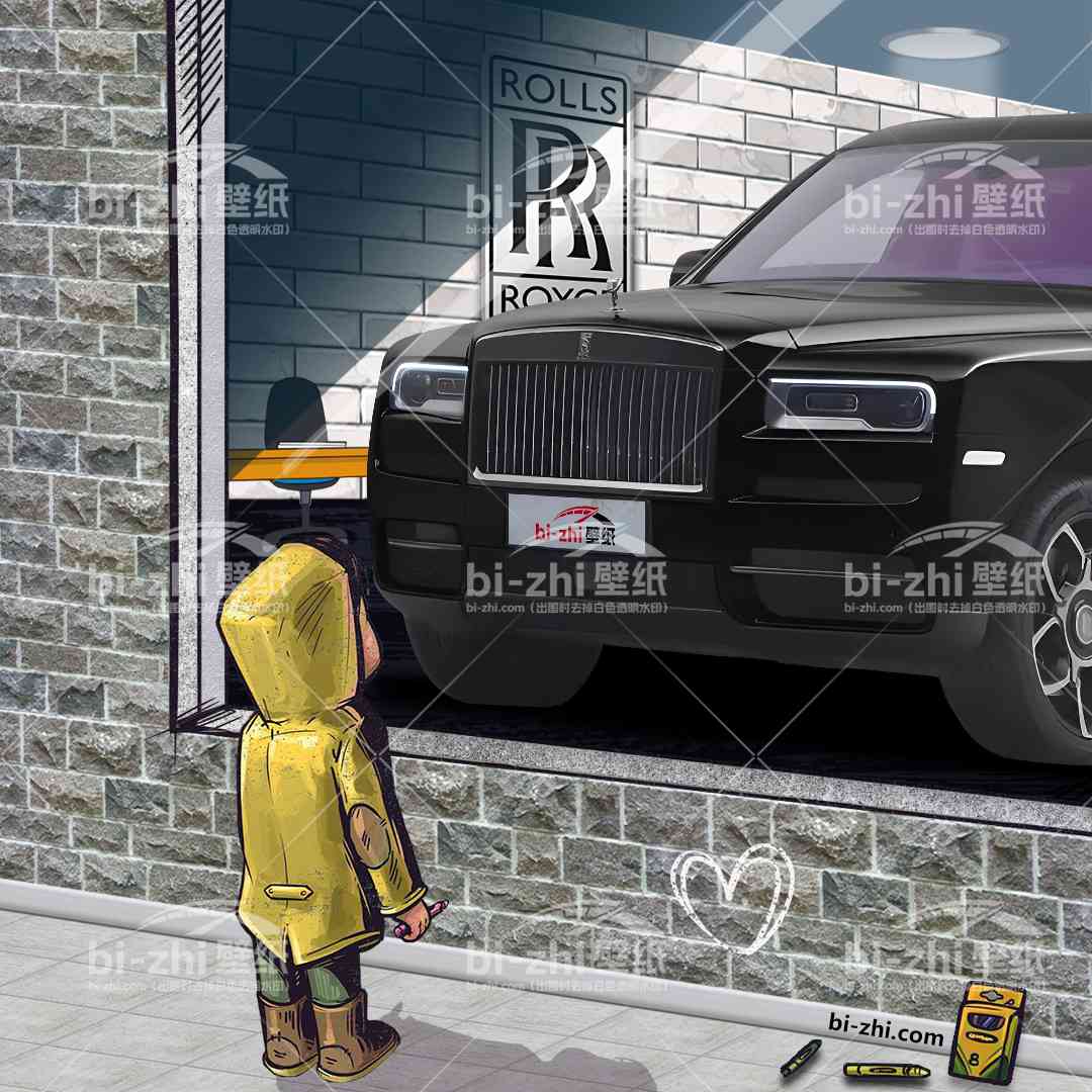 劳斯莱斯库里南橱窗男孩看车男孩汽车壁纸