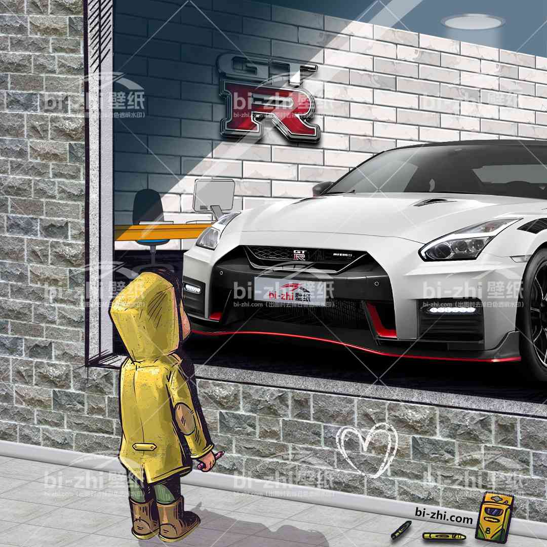 日产GTR橱窗男孩看车男孩汽车壁纸