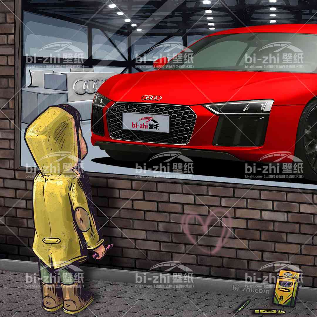 奥迪R8橱窗男孩看车男孩汽车壁纸