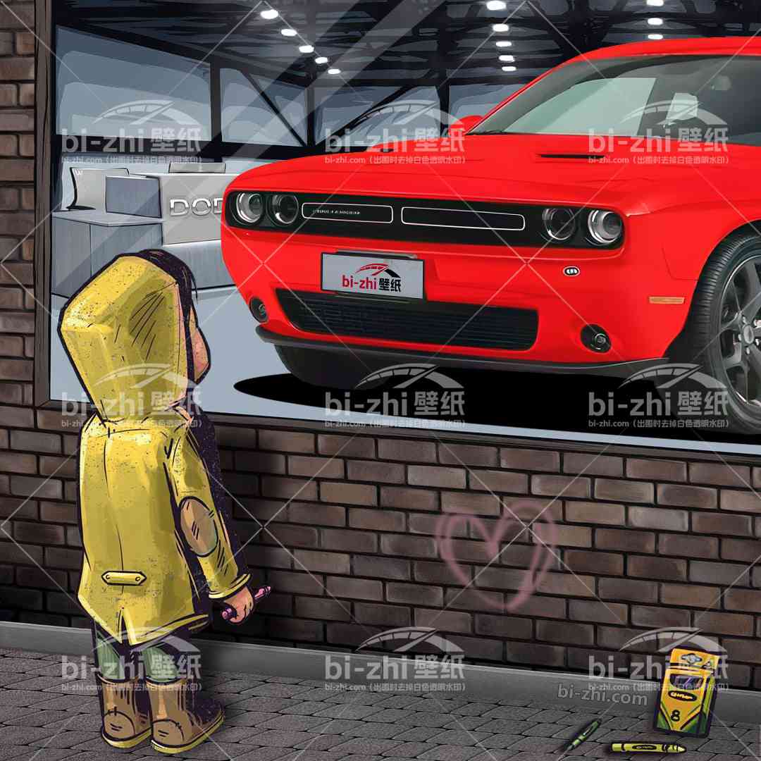 道奇挑战者橱窗男孩看车男孩汽车壁纸