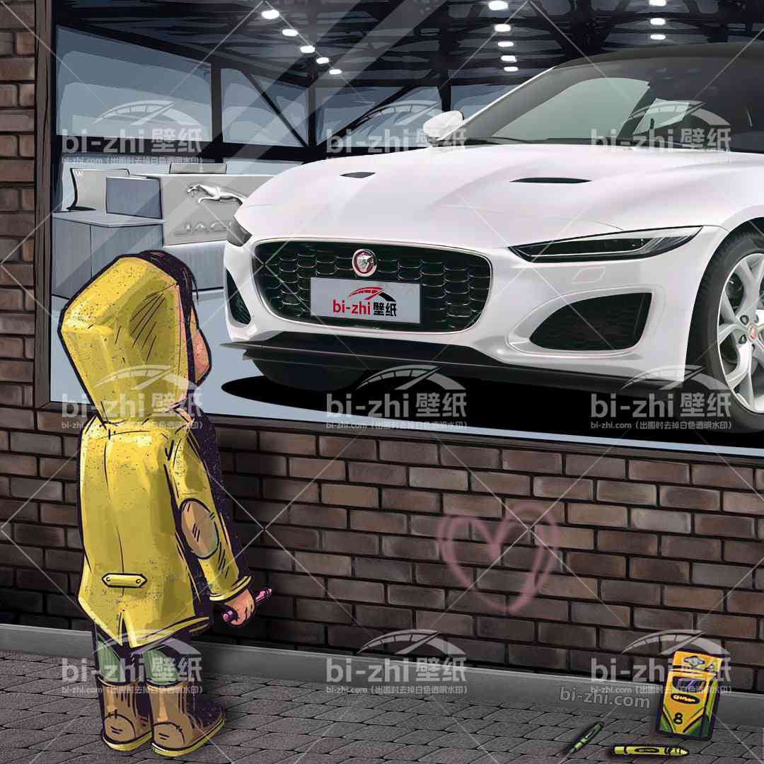 捷豹F-TYPE橱窗男孩看车男孩汽车壁纸