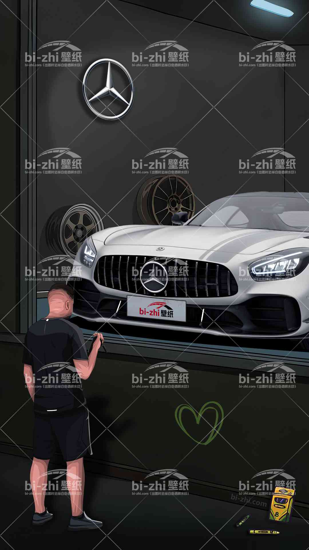 橱窗男孩看车男孩汽车壁纸人物