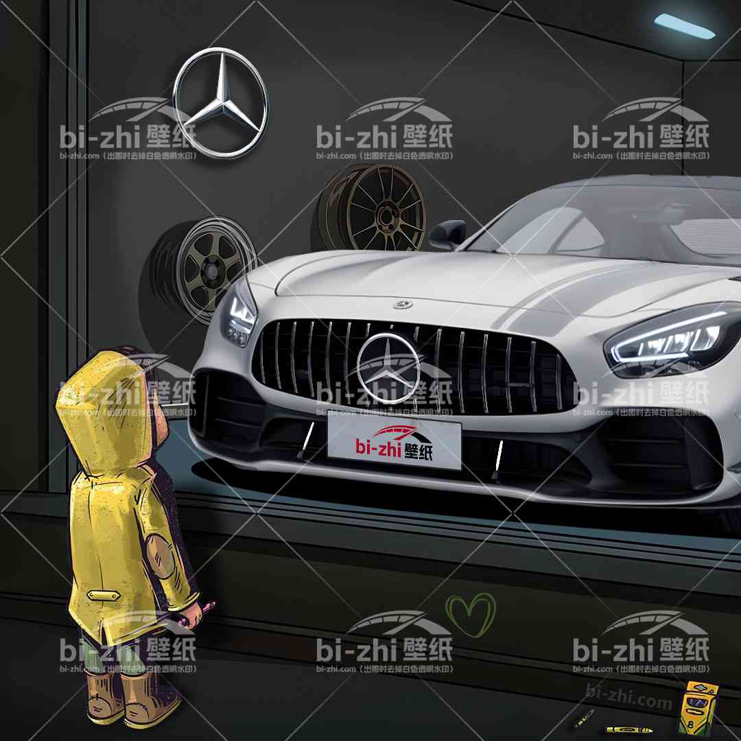 橱窗男孩看车男孩汽车壁纸壁画