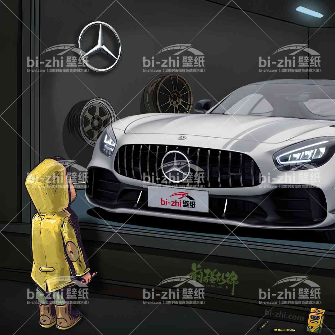 橱窗男孩看车男孩汽车壁纸壁画